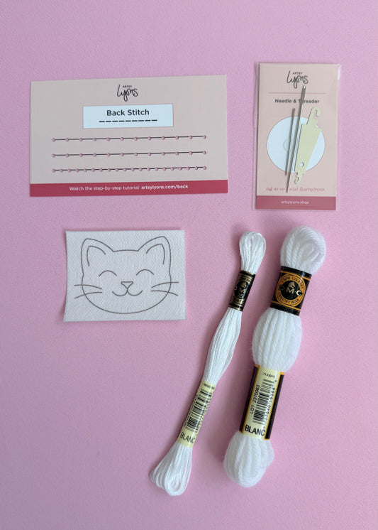 Happy Cat 1-Stitch Beginner Embroidery Kit