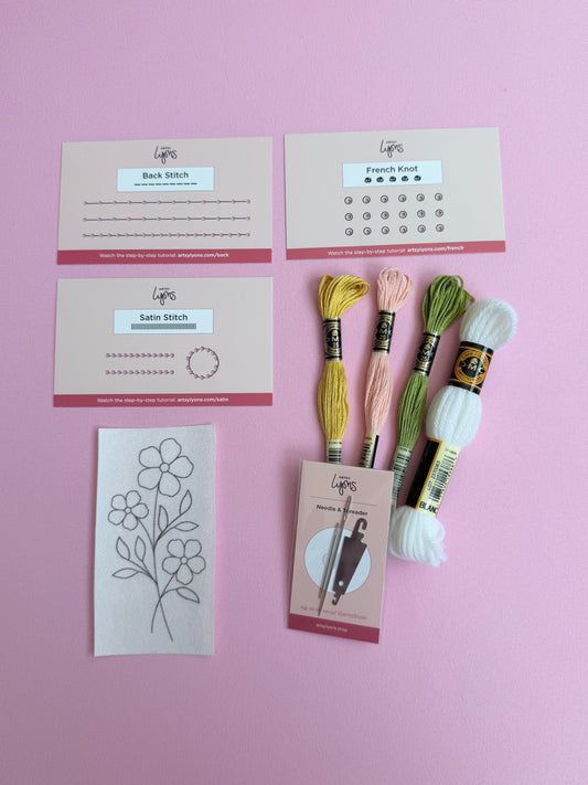 Wild Petals 3-Stitch Beginner Embroidery Kit