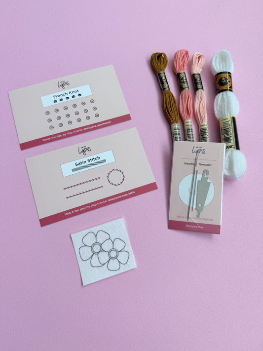 Petal Pair 2-Stitch Beginner Embroidery Kit