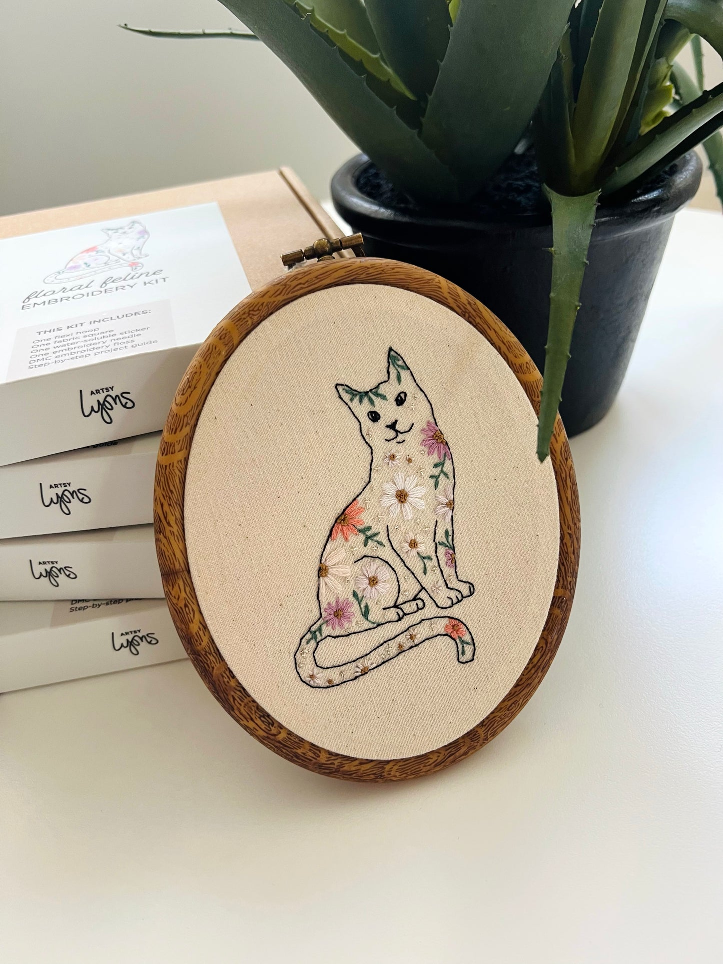 Floral Feline Hand Embroidery Kit