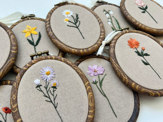 Birth Month Flower PDF Embroidery Pattern Set