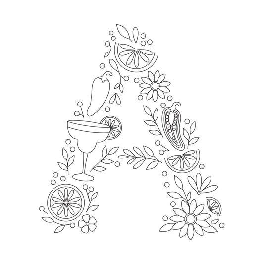 Spicy Margarita Monogram Embroidery PDF Pattern Set | Full Alphabet