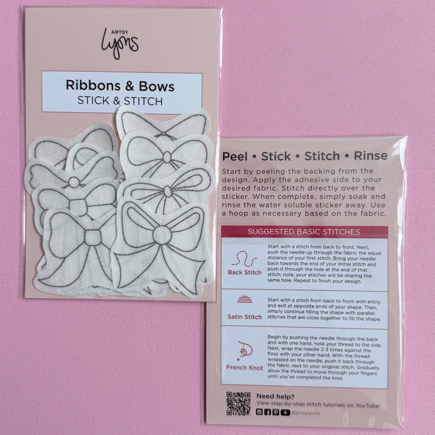 Ribbons & Bows Stick & Stitch Set