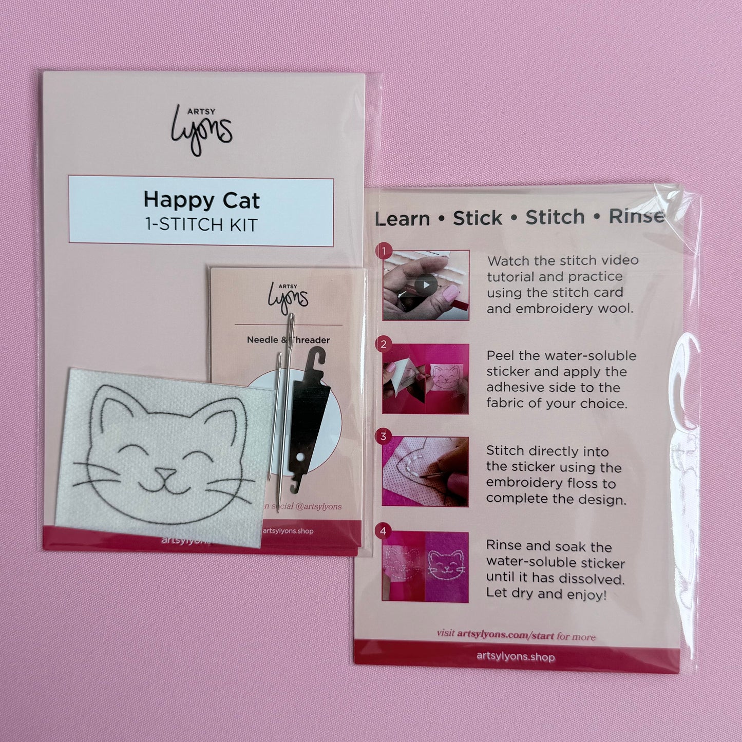 Happy Cat 1-Stitch Beginner Embroidery Kit