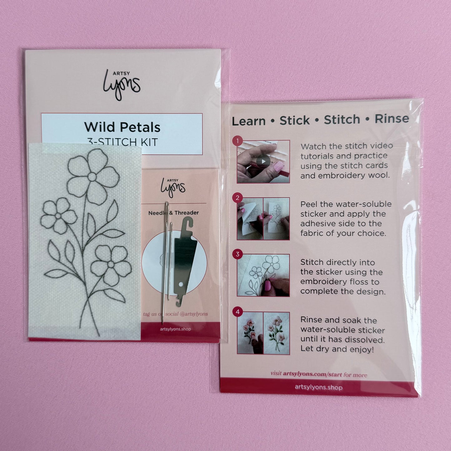 Wild Petals 3-Stitch Beginner Embroidery Kit