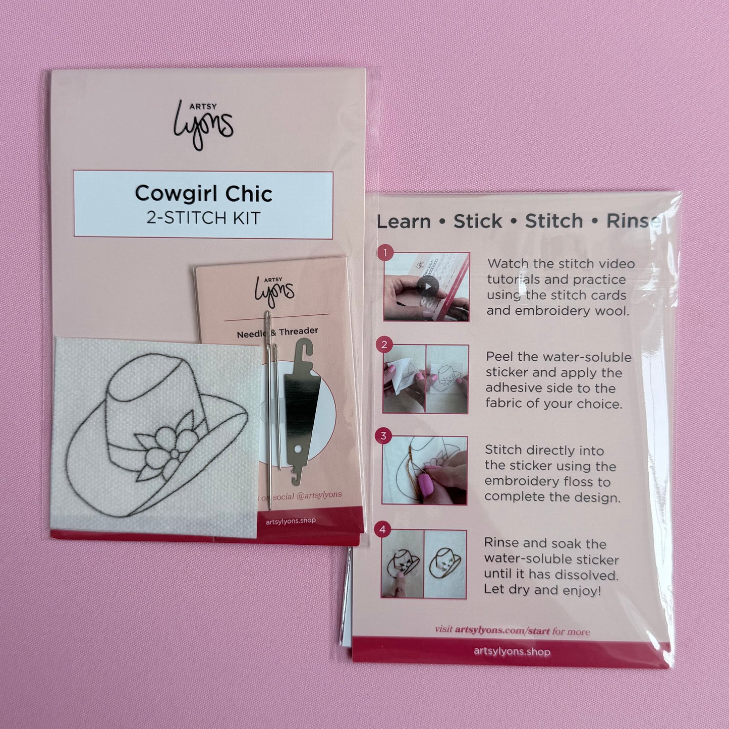Cowgirl Chic 2-Stitch Beginner Embroidery Kit
