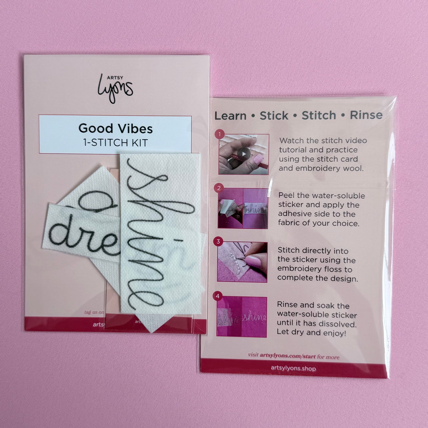 Good Vibes 1-Stitch Beginner Embroidery Kit