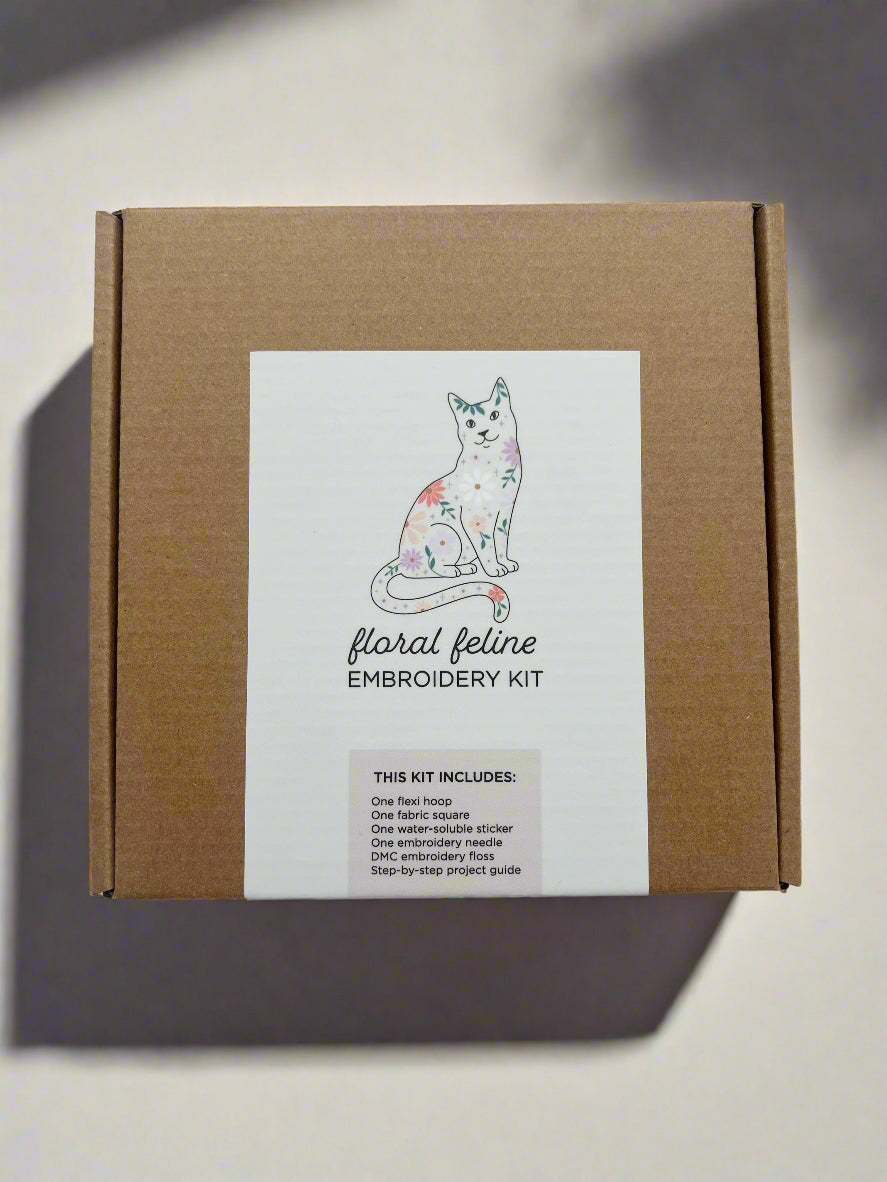 Floral Feline Hand Embroidery Kit