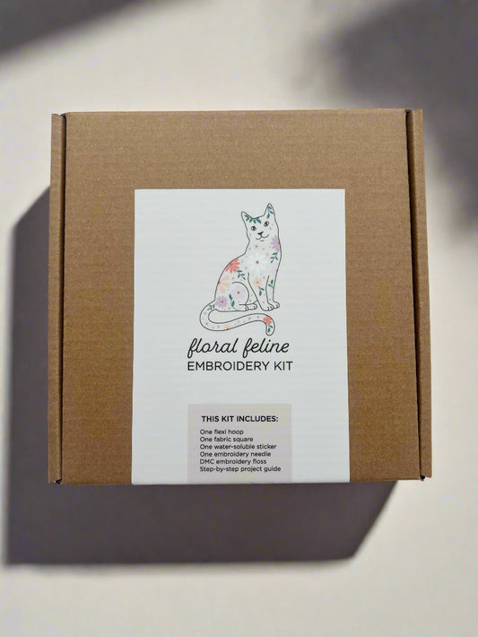 Floral Feline Hand Embroidery Kit