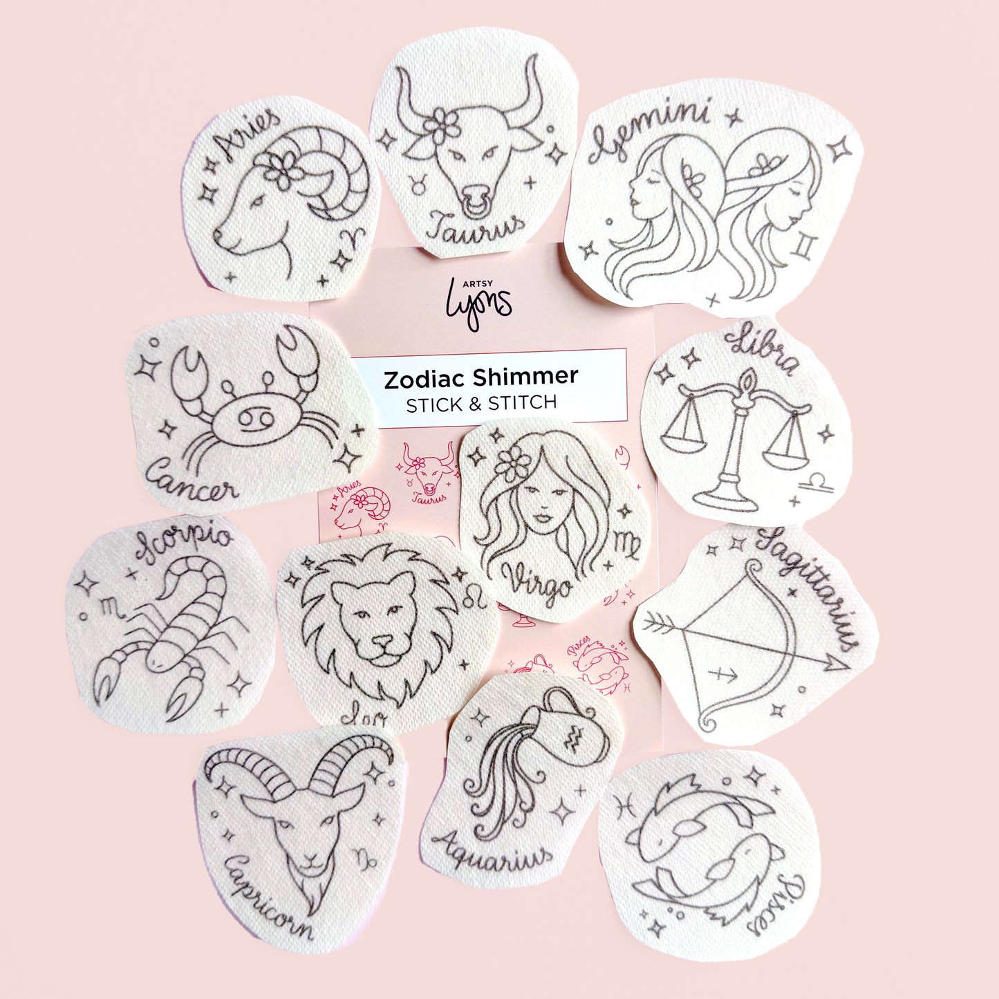 Zodiac Shimmer Stick & Stitch Set