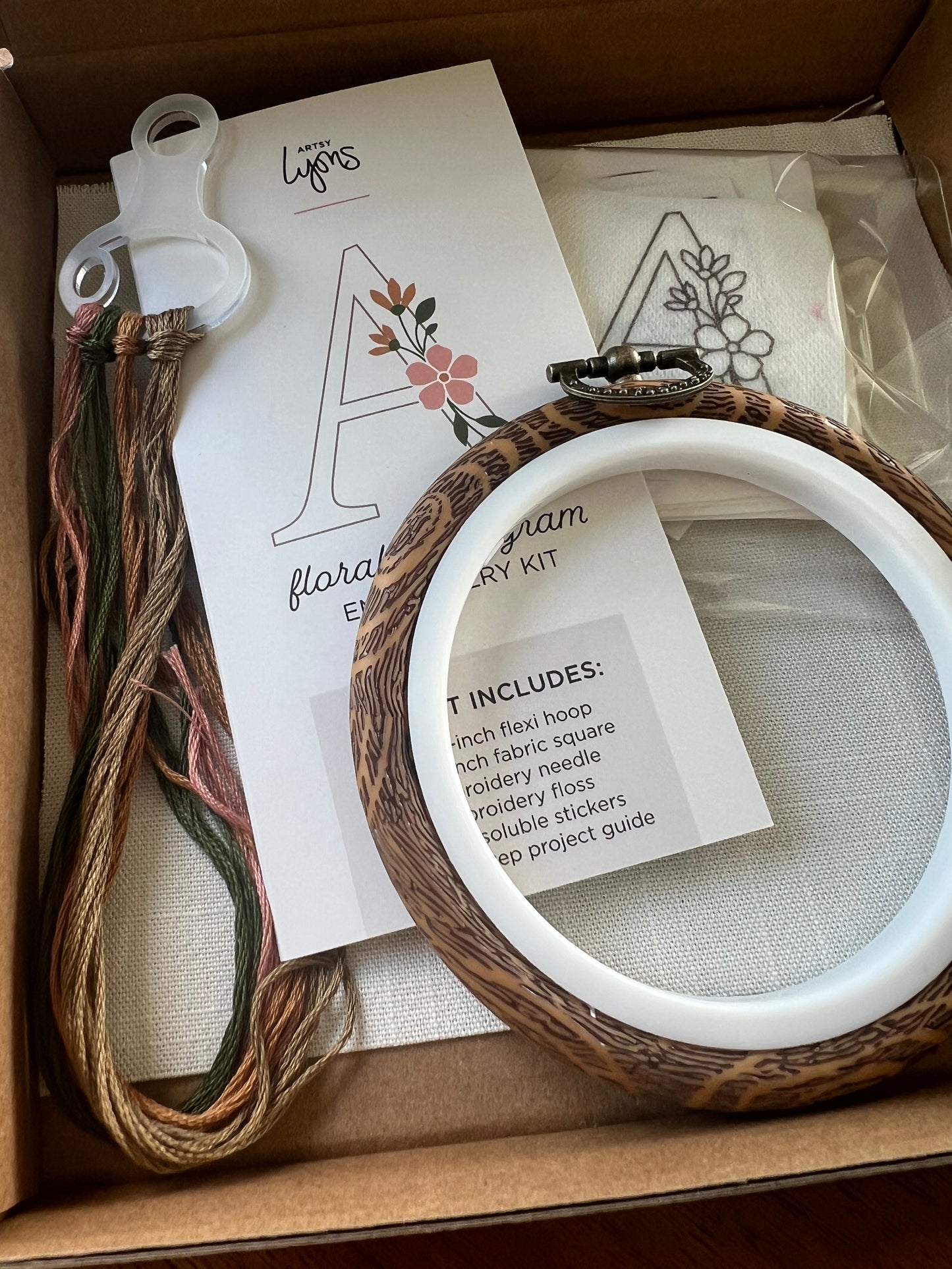 Floral Monogram Hand Embroidery Kit – All 26 Letters Included