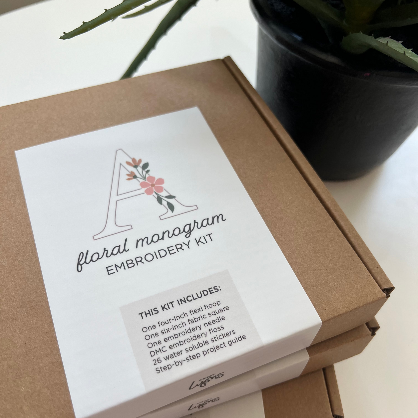 Floral Monogram Hand Embroidery Kit – All 26 Letters Included