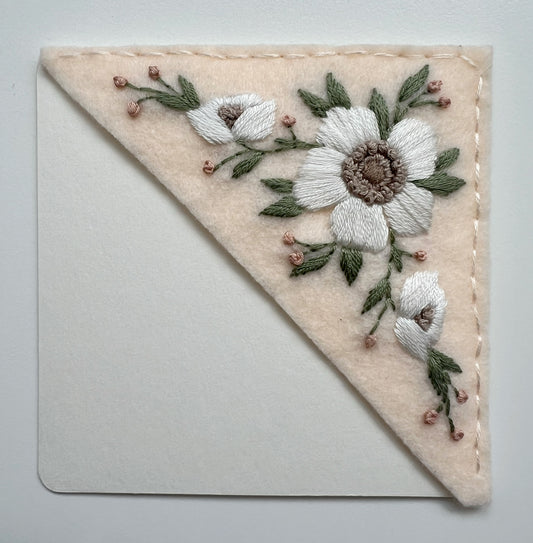 Hand Embroidered Bookmark - Soft Blush