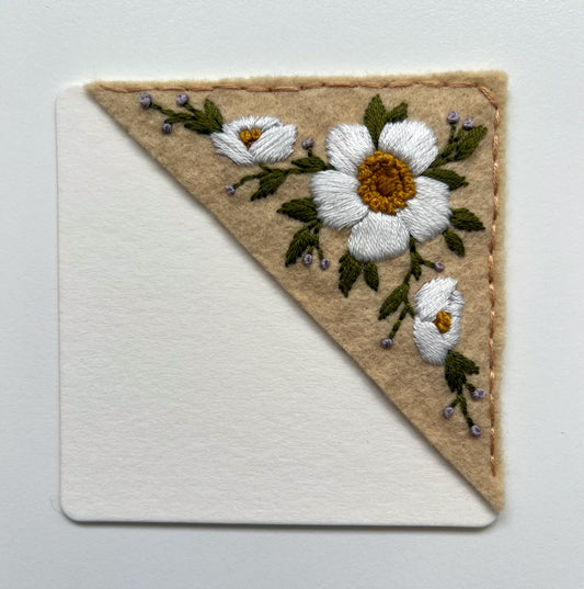 Hand Embroidered Bookmark - Sand