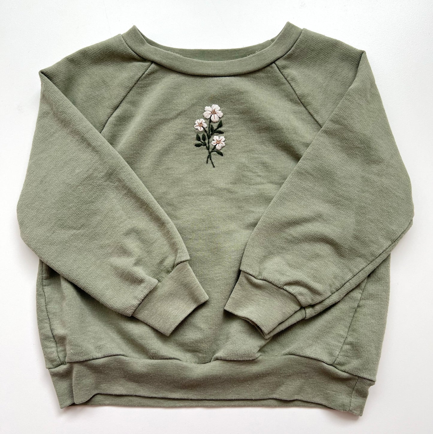 Hand-Embroidered Sweatshirt + Bloomers Set - Sage Green
