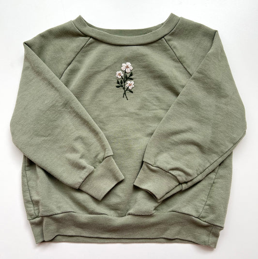 Hand-Embroidered Sweatshirt + Bloomers Set - Sage Green