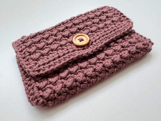 Hand-Crocheted Pouch - Mulberry Mauve