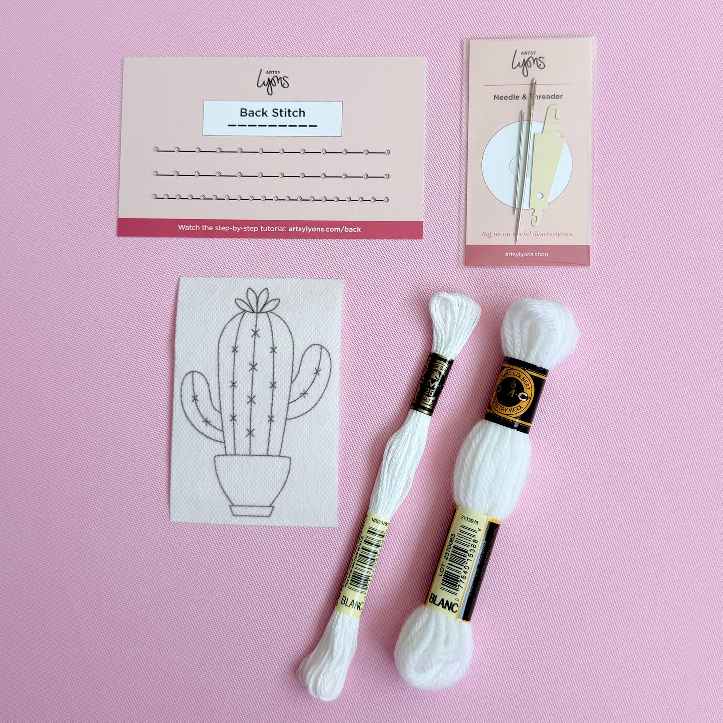Cactus Bloom 1-Stitch Beginner Embroidery Kit