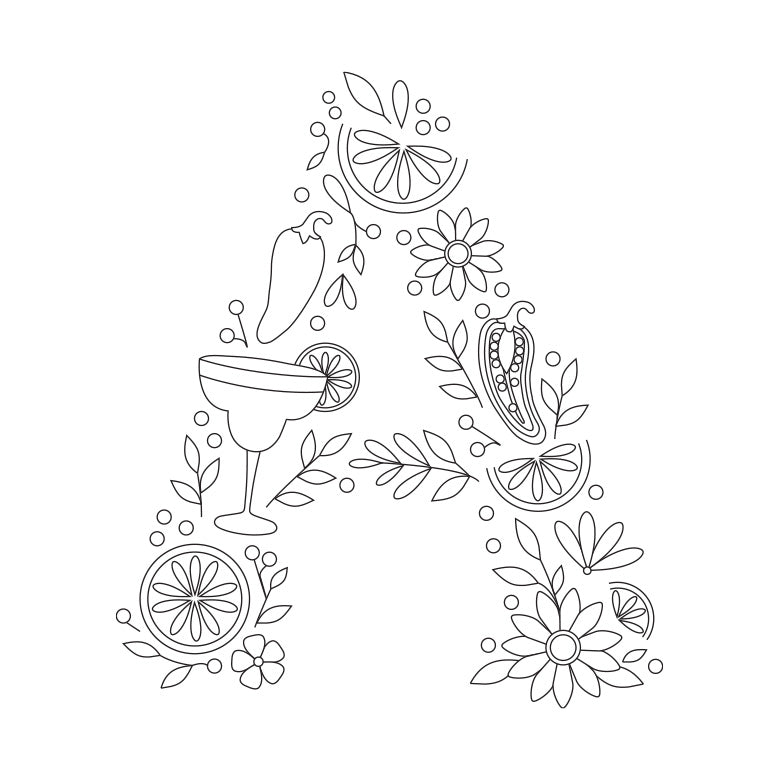 Spicy Margarita Monogram Embroidery PDF Pattern Set | Full Alphabet