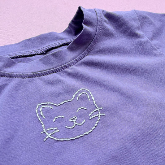 Happy Cat 1-Stitch Beginner Embroidery Kit