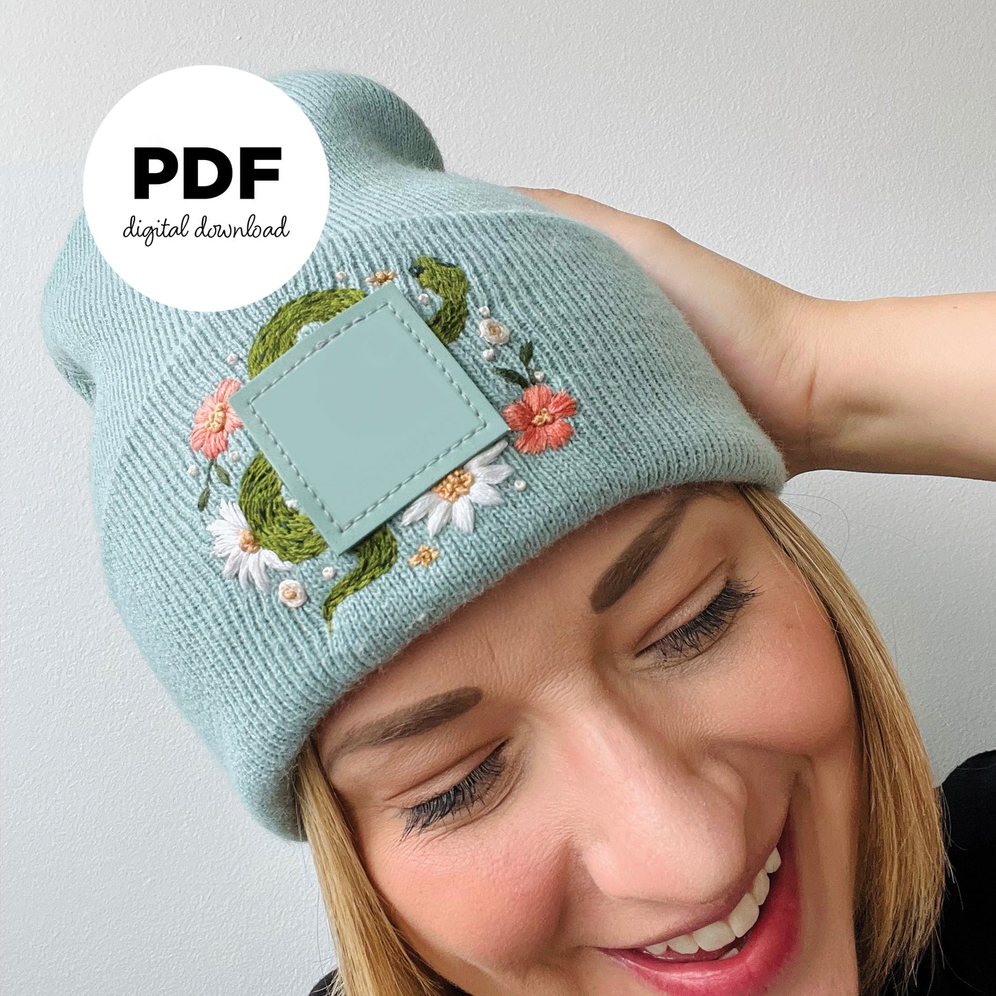 Floral Serpent Beanie Embroidery PDF Pattern