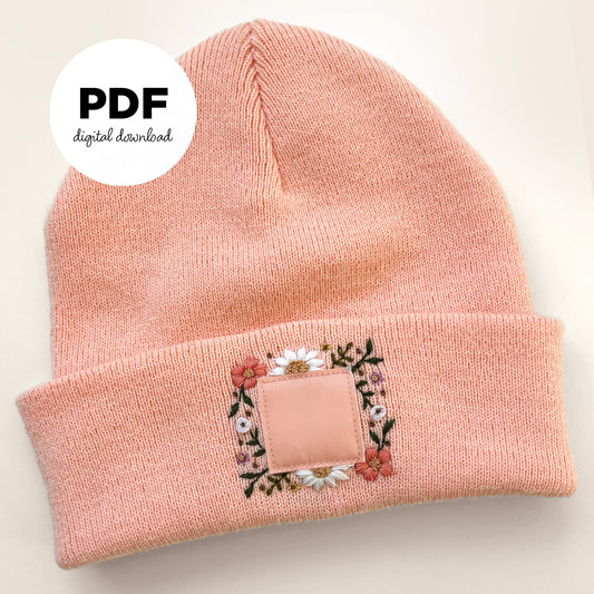 Floral Beanie Embroidery PDF Pattern
